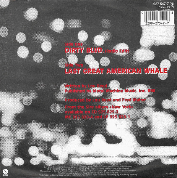 Lou Reed : Dirty Blvd. (7", Single)