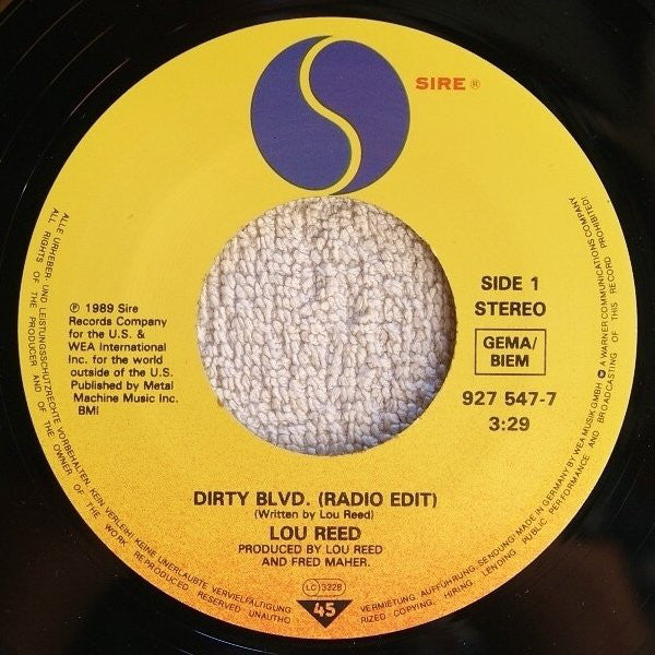 Lou Reed : Dirty Blvd. (7", Single)