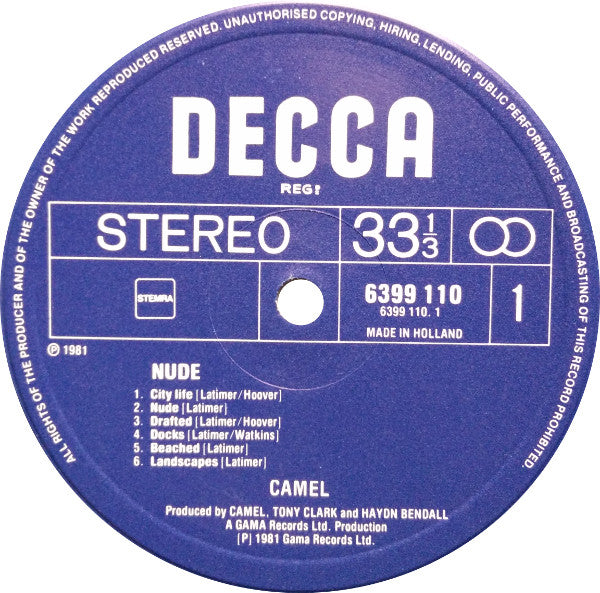 Camel : Nude (LP, Album, Gat)