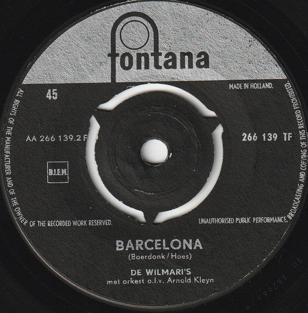 De Wilmari's : Tabé (7", Single, Mono)