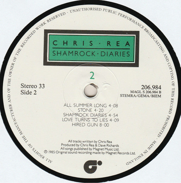 Chris Rea : Shamrock Diaries (LP, Album, Whi)