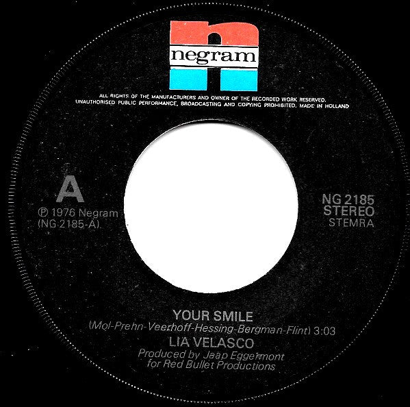 Lia Velasco : Your Smile (7", Single)
