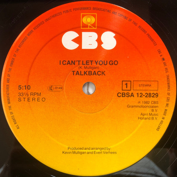 Talkback (2) : I Can't Let You Go (12", Maxi)