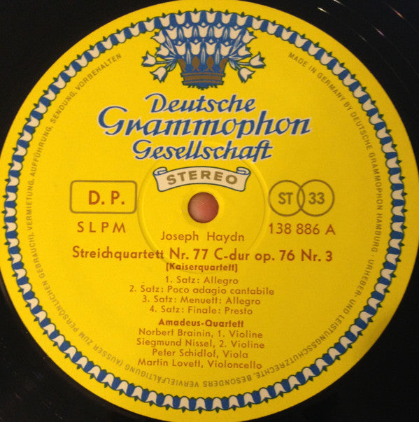 Joseph Haydn / Wolfgang Amadeus Mozart - Amadeus-Quartett : Kaiserquartett (Emperor) / Jagdquartett (Hunting) (LP)