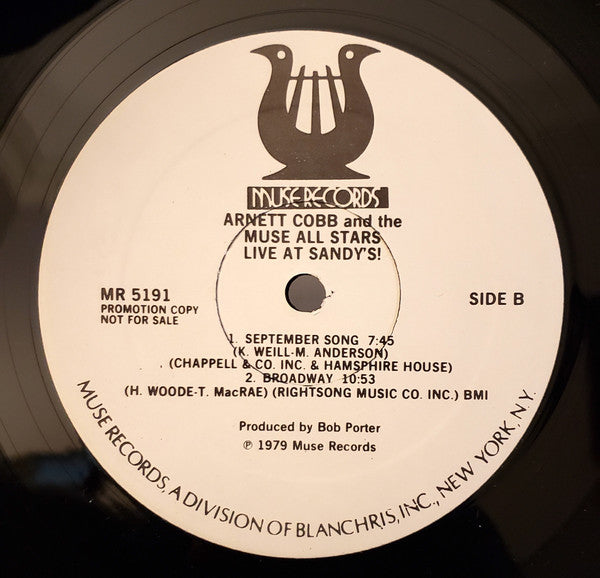 Arnett Cobb And The Muse All Stars : Live At Sandy's! (LP, Promo)