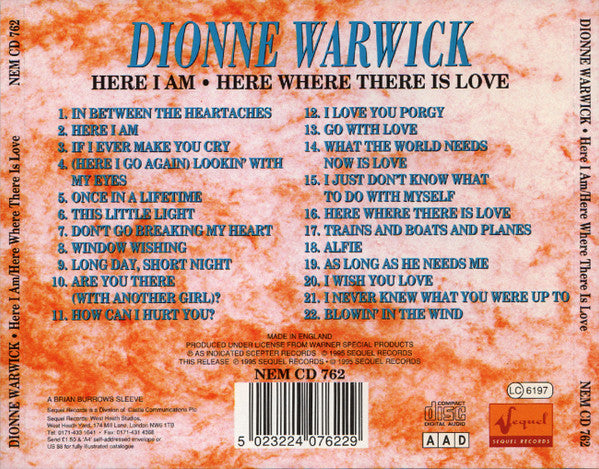 Dionne Warwick : Here I Am • Here Where There Is Love (CD, Comp)