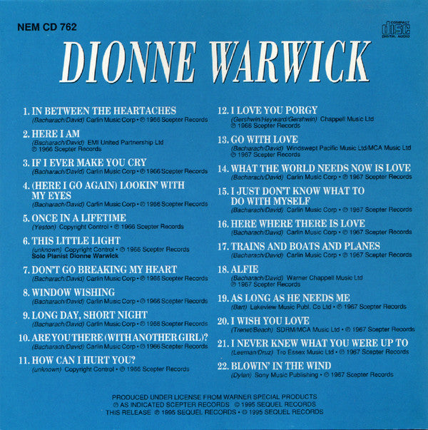 Dionne Warwick : Here I Am • Here Where There Is Love (CD, Comp)