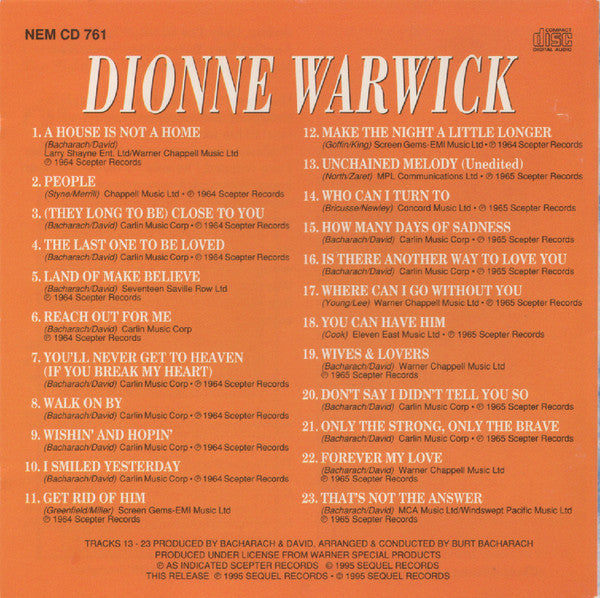 Dionne Warwick : Make Way For Dionne Warwick • The Sensitive Sound Of Dionne Warwick (CD, Comp)