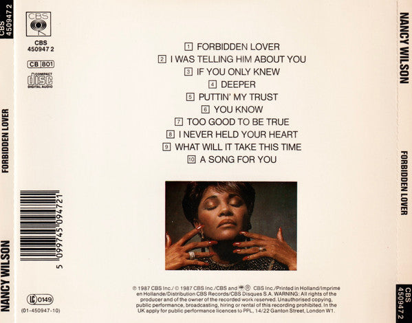 Nancy Wilson : Forbidden Lover (CD, Album)