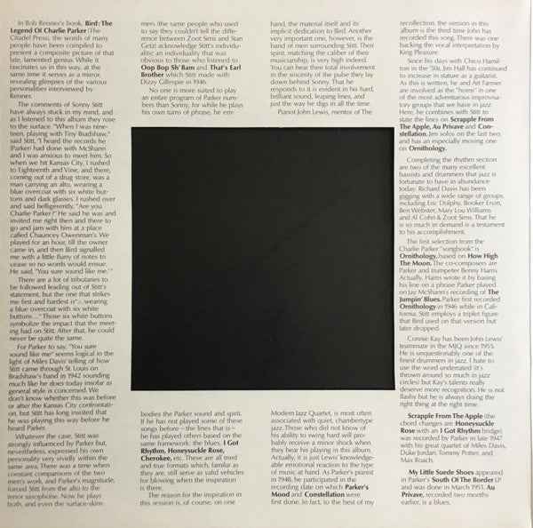 Sonny Stitt : Stitt Plays Bird (LP, Album, RE)