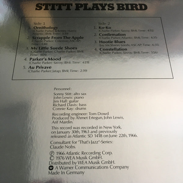 Sonny Stitt : Stitt Plays Bird (LP, Album, RE)