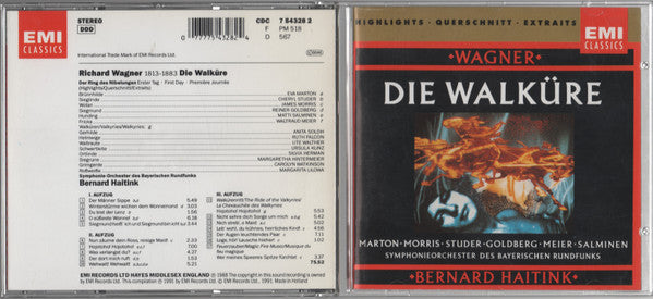 Richard Wagner / Éva Marton, James Morris (5), Cheryl Studer, Reiner Goldberg, Waltraud Meier, Matti Salminen (2), Symphonie-Orchester Des Bayerischen Rundfunks, Bernard Haitink : Die Walküre (CD, Album, RE, Hig)