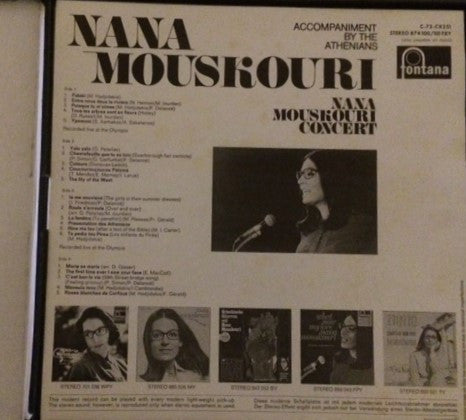 Nana Mouskouri : Nana Mouskouri Concert Accompaniment By The Athenians (2xLP, Comp, Jukebox)