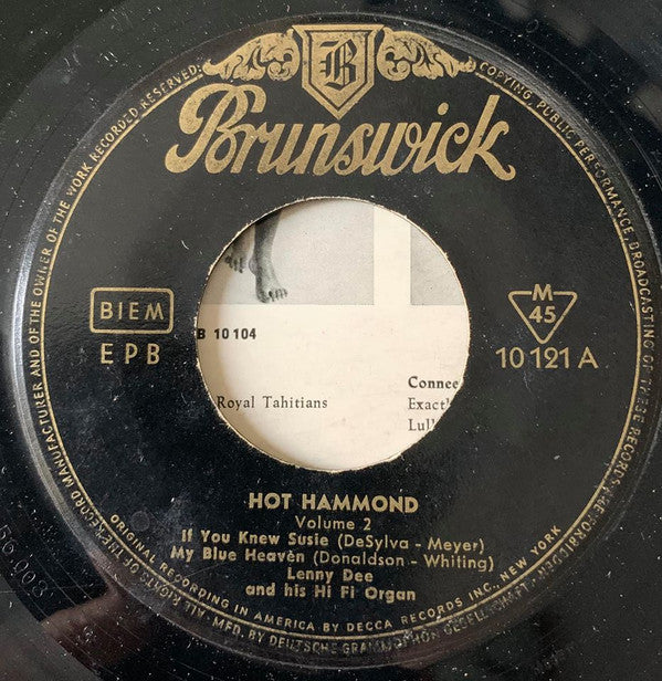 Lenny Dee (2) : Hot Hammond Vol. 2 (Organ Solos With A Beat) (7", EP)