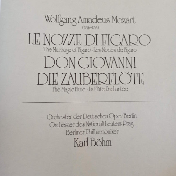 Wolfgang Amadeus Mozart - Karl Böhm : Le Nozze Di Figaro / Don Giovanni / Die Zauberflöte (11xLP, RE + Box, Comp)