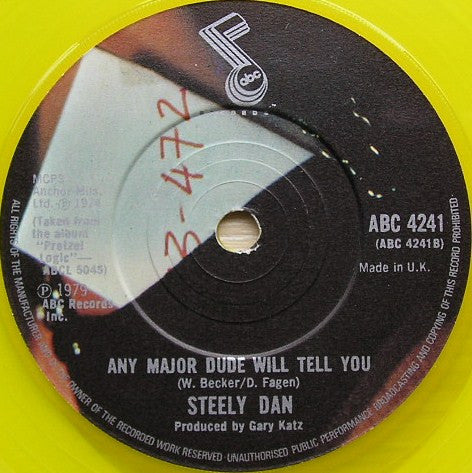 Steely Dan : Rikki Don't Lose That Number (7", Single, RE, Yel)