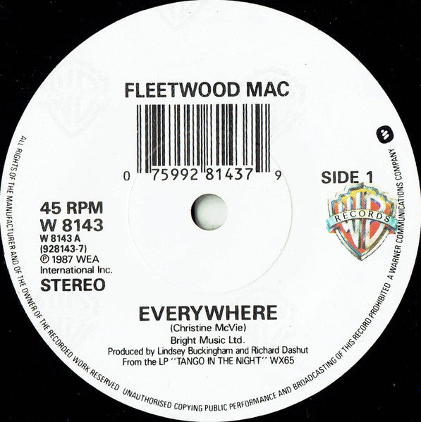 Fleetwood Mac : Everywhere (7", Single, Lyn)
