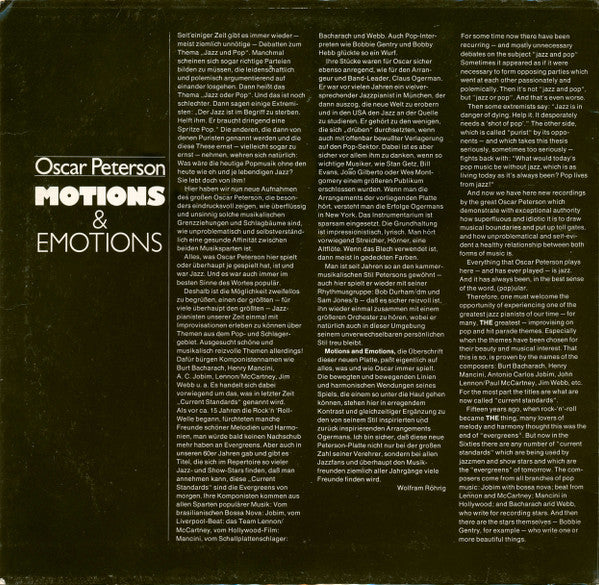 Oscar Peterson : Motions & Emotions (LP, Album, RE, Gat)