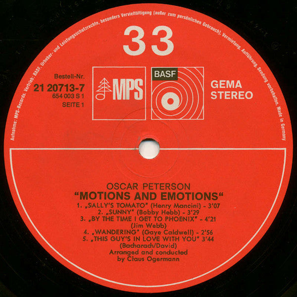 Oscar Peterson : Motions & Emotions (LP, Album, RE, Gat)