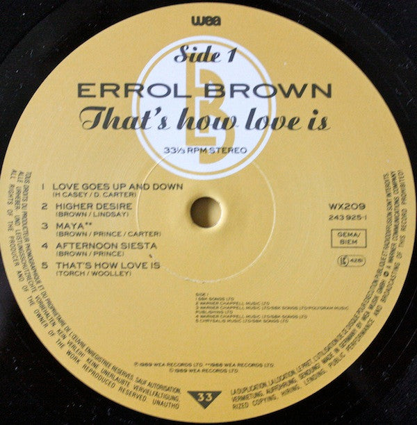 Errol Brown : That's How Love Is (LP, Album)