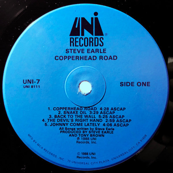 Steve Earle : Copperhead Road (LP, Album, Eur)