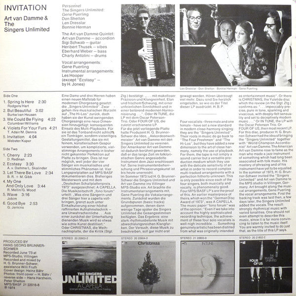Art Van Damme & The Singers Unlimited : Invitation (LP, Album)