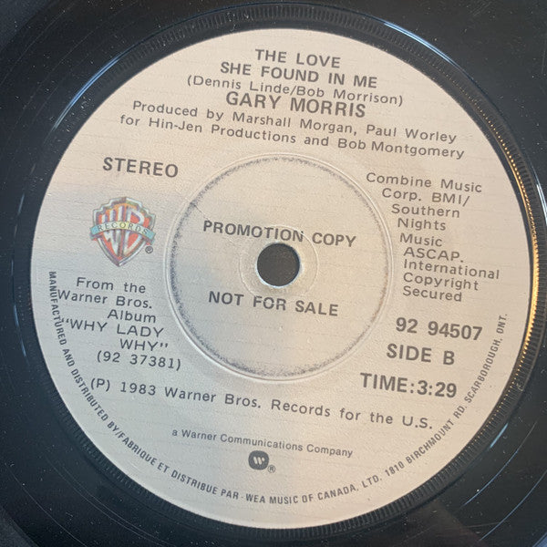 Gary Morris : Why Lady Why (7", Single, Promo)