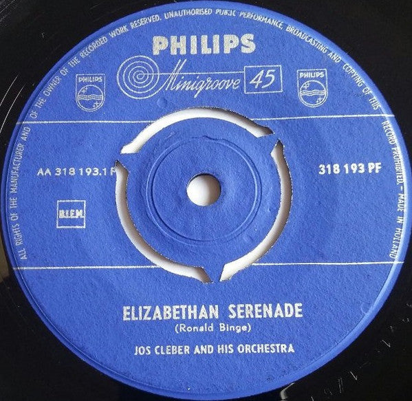 Jos Cleber And His Orchestra : Elisabethen Serenade  (7", Single, Mono)