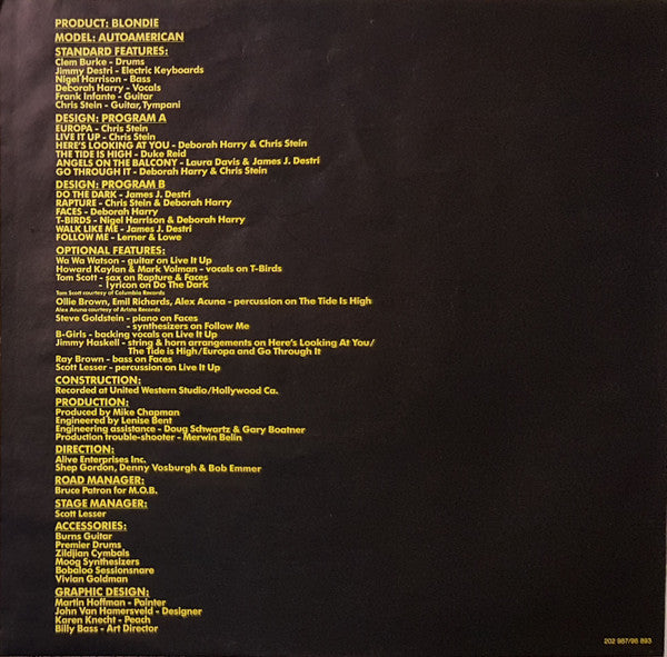 Blondie : AutoAmerican (LP, Album)