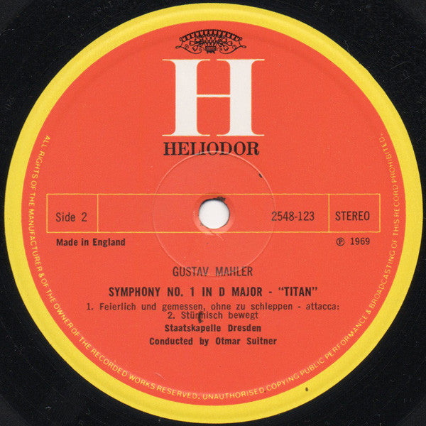 Gustav Mahler / Staatskapelle Dresden, Otmar Suitner : Symphony No.1 In D Major "The Titan" (LP)