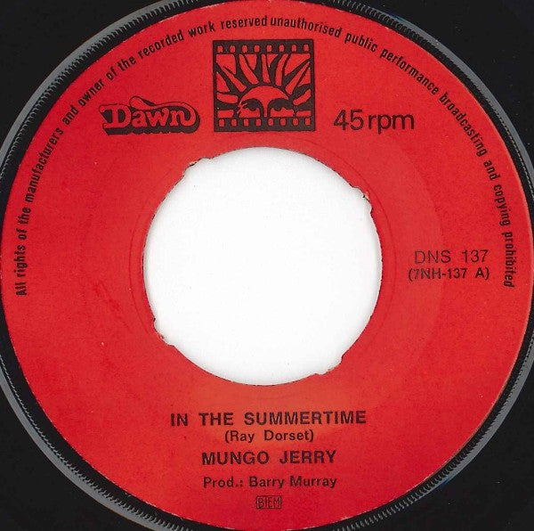 Mungo Jerry : In The Summertime (7", Single)