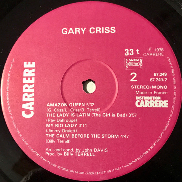 Gary Criss : Rio De Janeiro (LP, Album)
