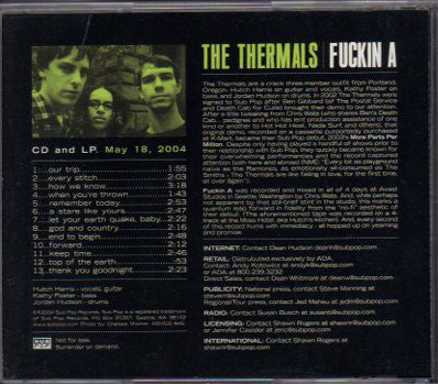 The Thermals : Fuckin A (CD, Album, Promo)