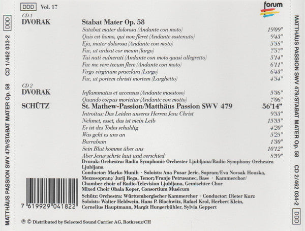 Antonín Dvořák, Heinrich Schütz : Matthäus Passion SWV 479 / Stabat Mater Op. 58 (2xCD, Comp)