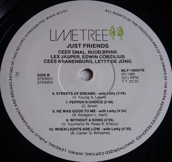 Cees Smal Quintet Featuring Letty De Jong : Just Friends (LP, Album)