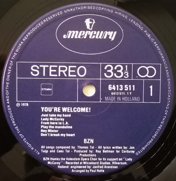 BZN : You're Welcome! (LP, Album)