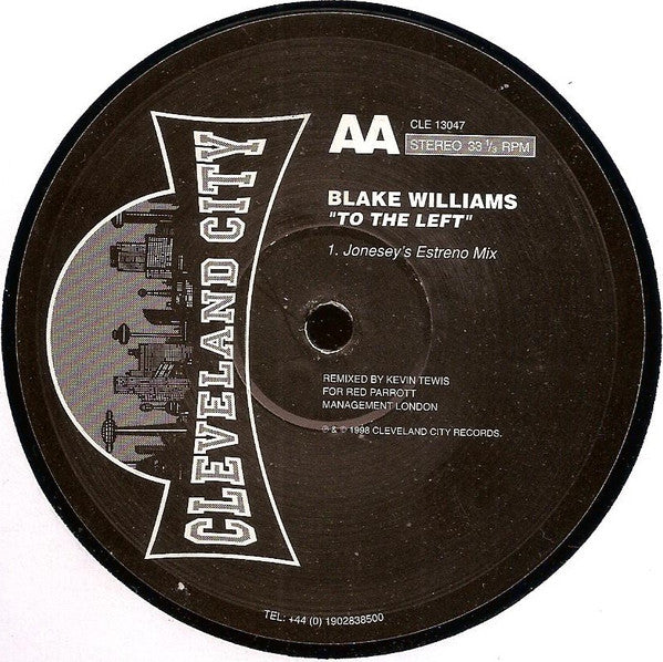 Blake Williams : To The Left (Jonesey Mixes) (12")