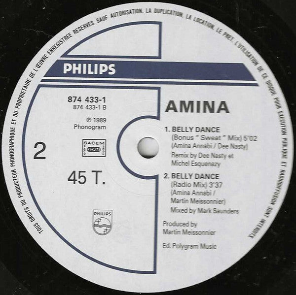 Amina : Belly Dance (12", Maxi)