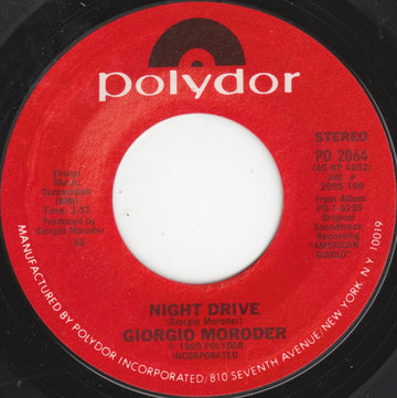 Giorgio Moroder : Night Drive / The Apartment (7", Styrene, Pit)