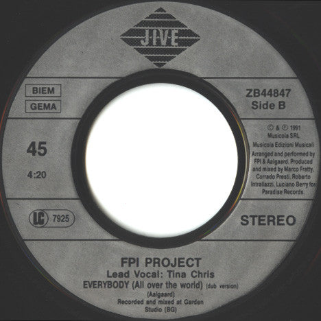 FPI Project : Everybody (All Over The World) (7", Single)