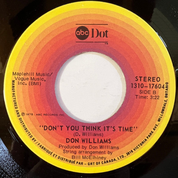 Don Williams (2) : Till The Rivers All Run Dry (7", Single)