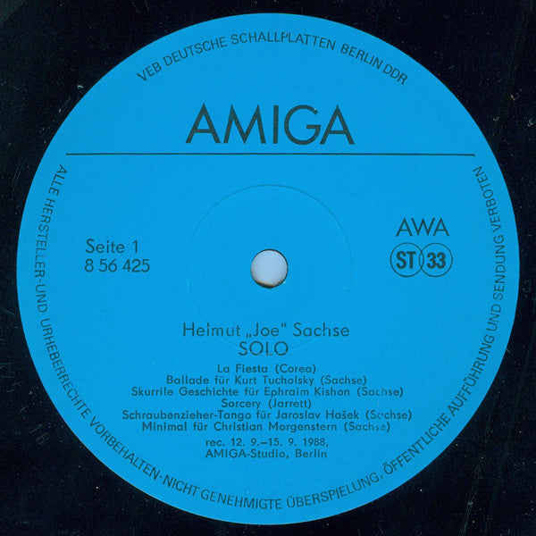 Joe Sachse : Solo (LP, Album)