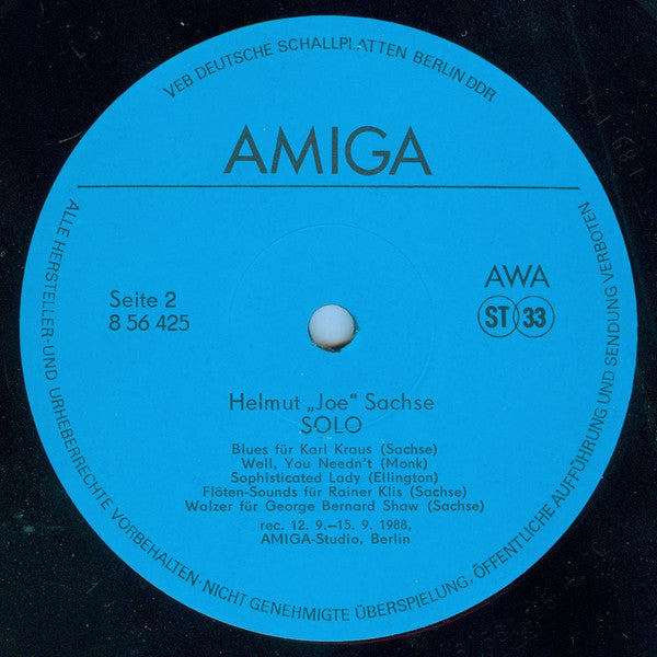 Joe Sachse : Solo (LP, Album)