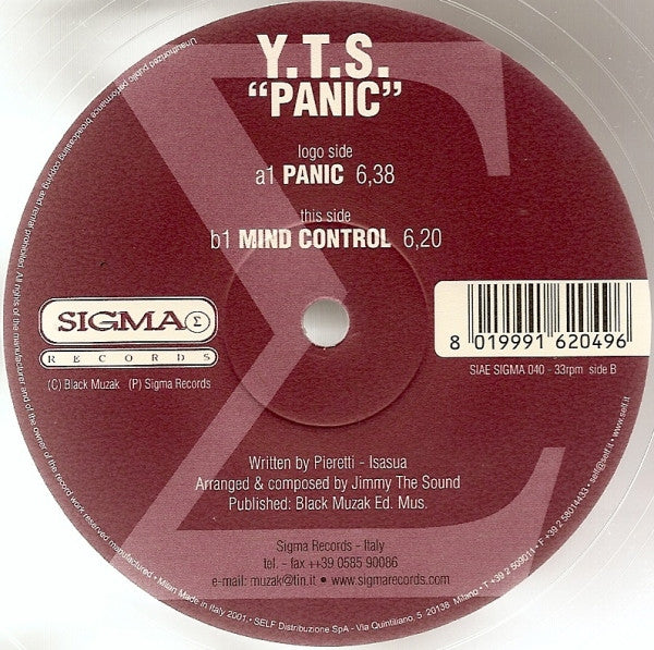 Y.T.S.* : Panic (12", Tra)