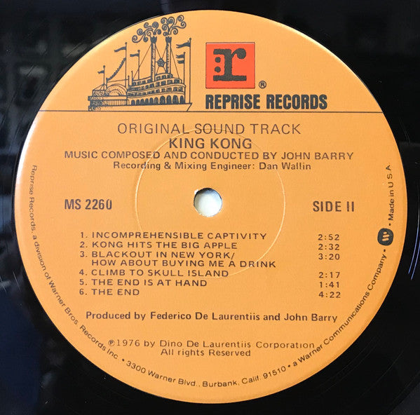 John Barry : King Kong (Original Sound Track) (LP, Album, Jac)