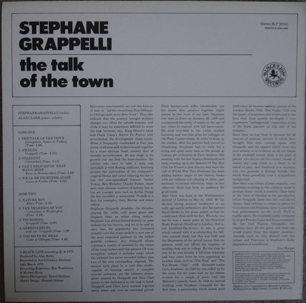 Stéphane Grappelli : The Talk Of The Town (LP, Album)