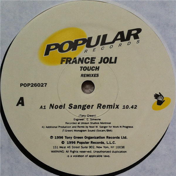 France Joli : Touch (Remixes) (12")
