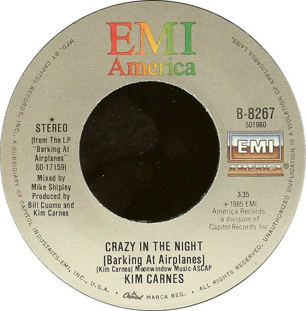 Kim Carnes : Crazy In The Night (Barking At Airplanes) (7", Jac)