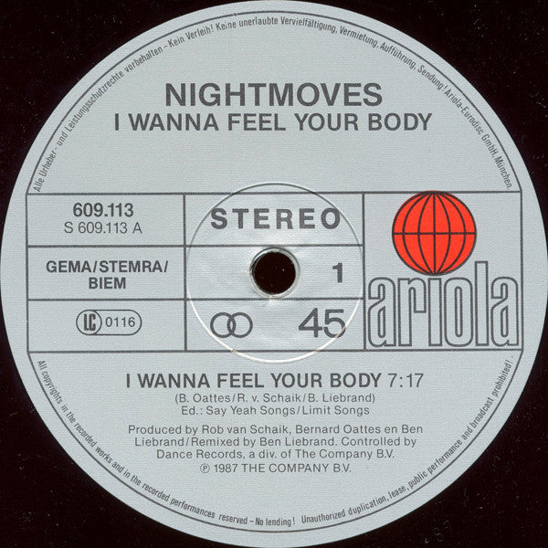 Nightmoves (3) : I Wanna Feel Your Body (12", Maxi)