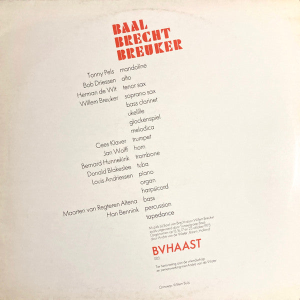 Willem Breuker : Baal Brecht Breuker (LP, Album)